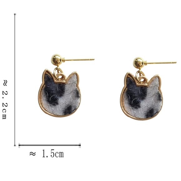 Kitty Cat Head Leopard Fabric Earrings - Picture 14 of 15